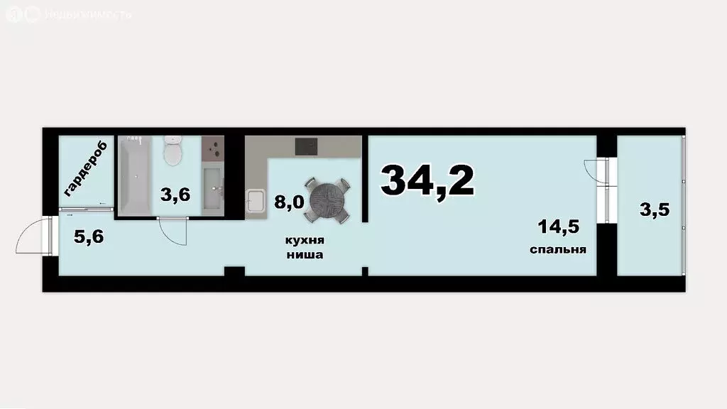 Квартира-студия: Саратов, улица имени Академика Н.Н. Семёнова, 11А ... - Фото 1