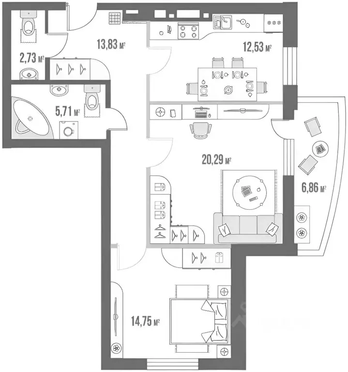 2-к кв. Ростовская область, Ростов-на-Дону Нижегородская ул., 31/3 ... - Фото 2
