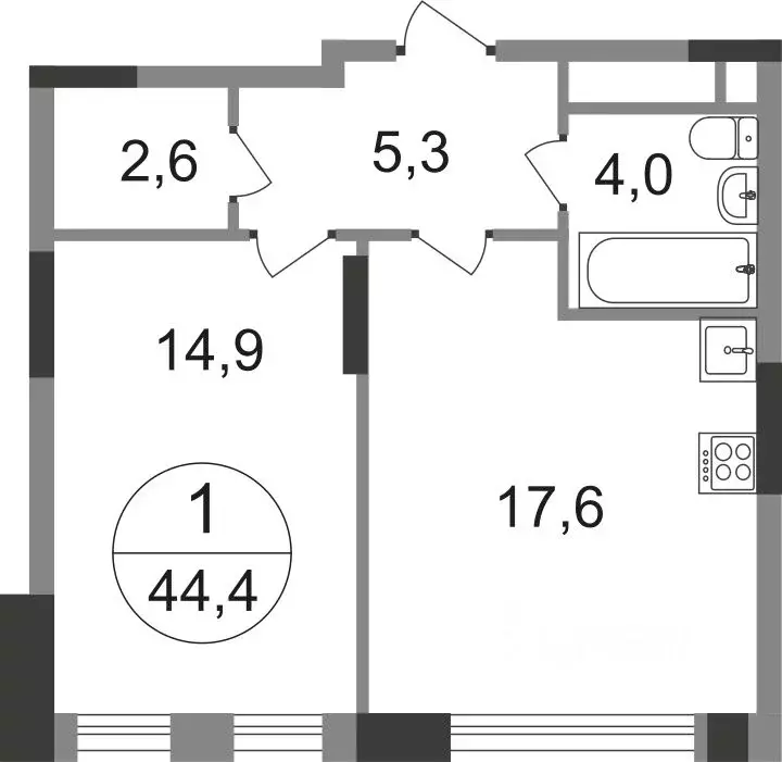 1-к кв. Москва Переделкино Ближнее мкр, 17-й кв-л, к1 (44.4 м) - Фото 0