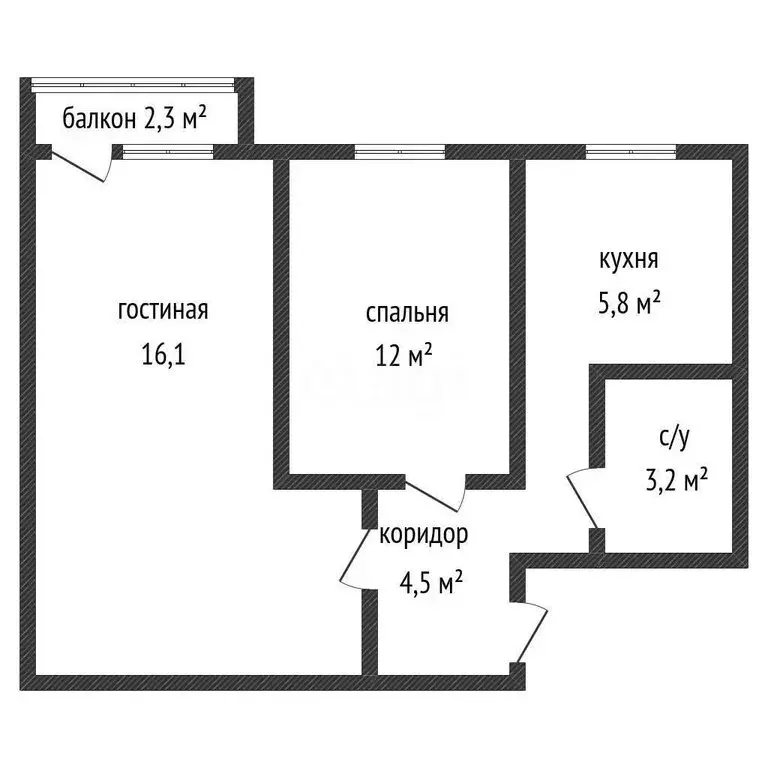 2-комнатная квартира: Майкоп, улица Ленина, 4 (40.6 м) - Фото 1
