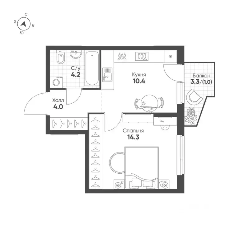1-к кв. Свердловская область, Екатеринбург Солнечный жилрайон,  (33.9 ... - Фото 1