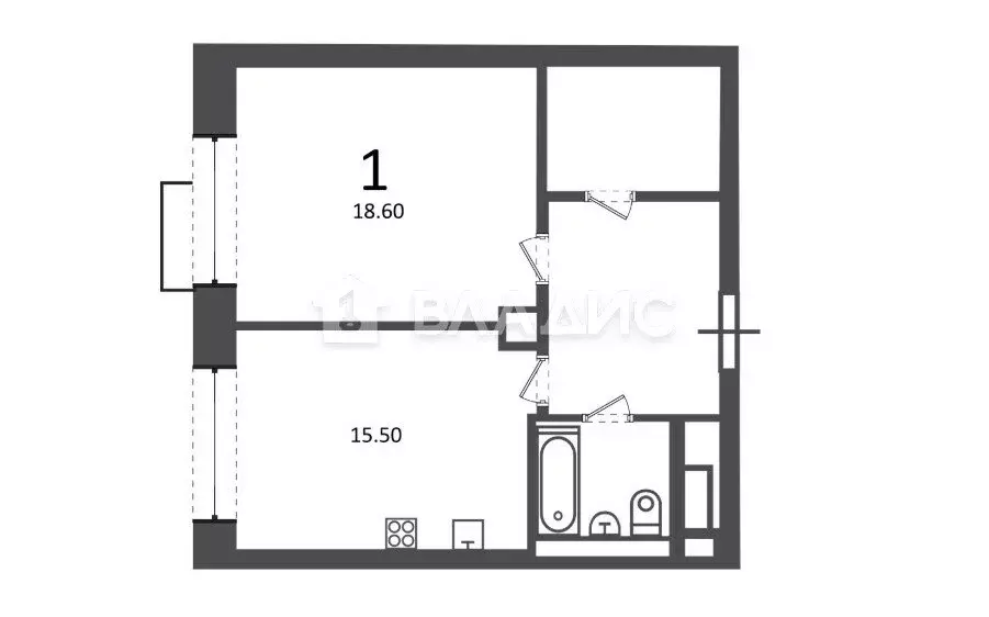 1-комнатная квартира: Москва, Клинская улица, 2А (53.5 м) - Фото 1