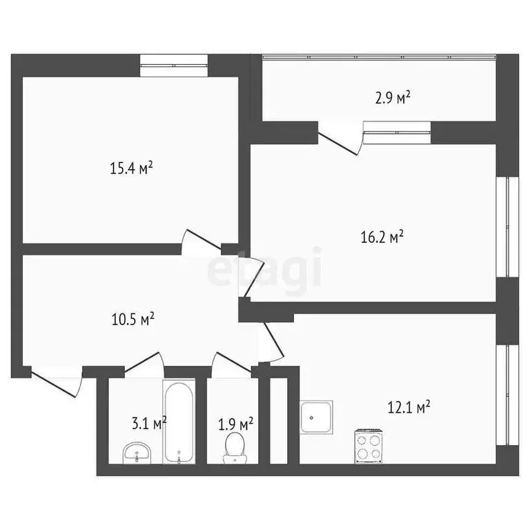2-комнатная квартира: Мирное, улица Крымской Весны, 5к6 (62 м) - Фото 1
