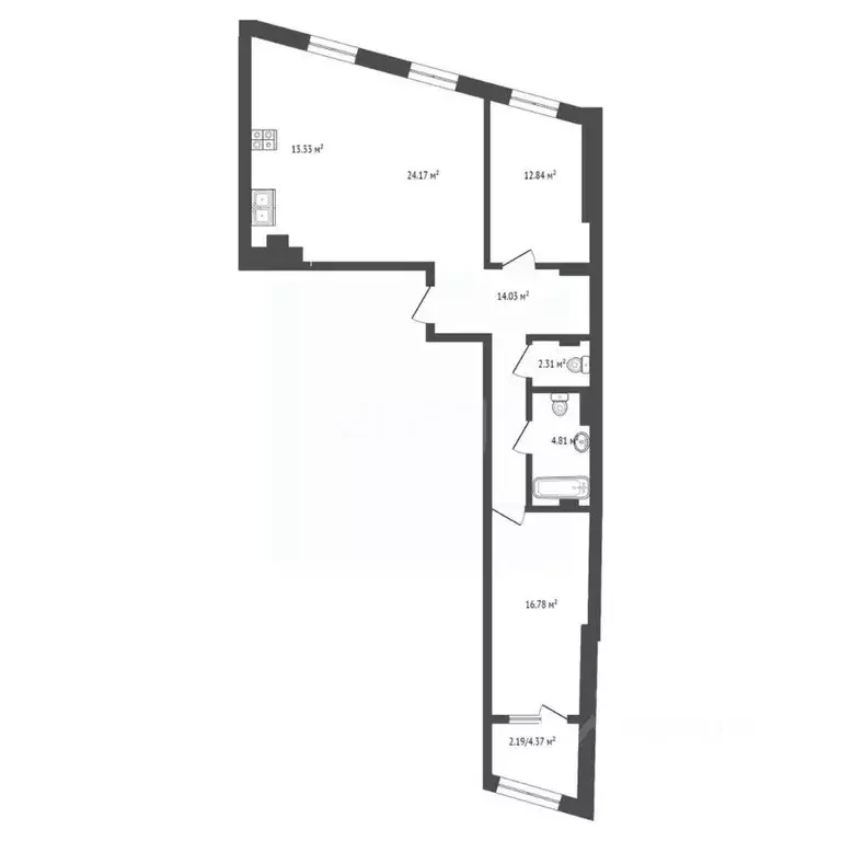 2-к кв. Ростовская область, Ростов-на-Дону Береговая ул., 73с1 (87.1 ... - Фото 2