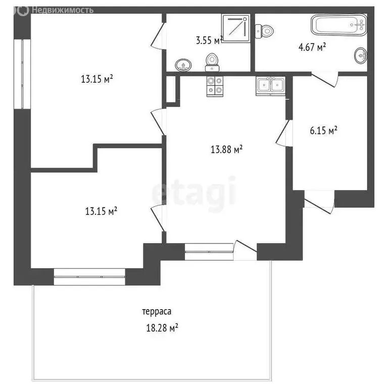 2-комнатная квартира: Тюмень, Ставропольская улица, 10 (70.6 м) - Фото 0