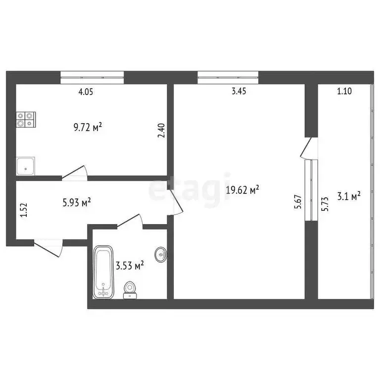 1-комнатная квартира: село Вагай, улица Крупской, 33 (38.8 м) - Фото 1