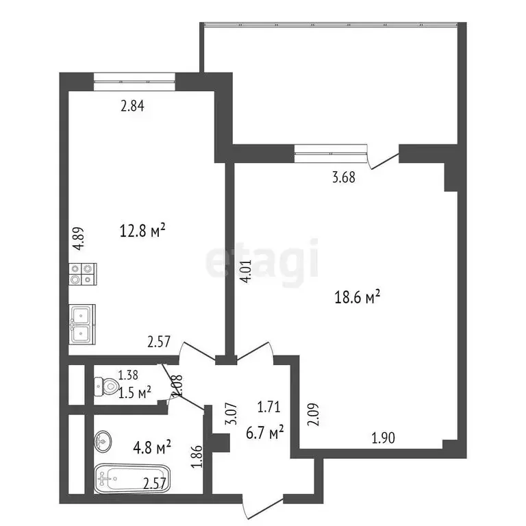 1-комнатная квартира: Якутск, улица Орджоникидзе, 49 (44.4 м) - Фото 0