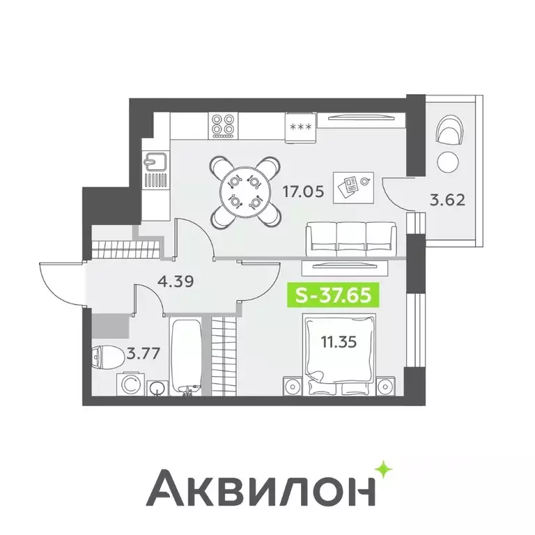 2-к кв. Санкт-Петербург пос. Шушары,  (37.65 м) - Фото 0