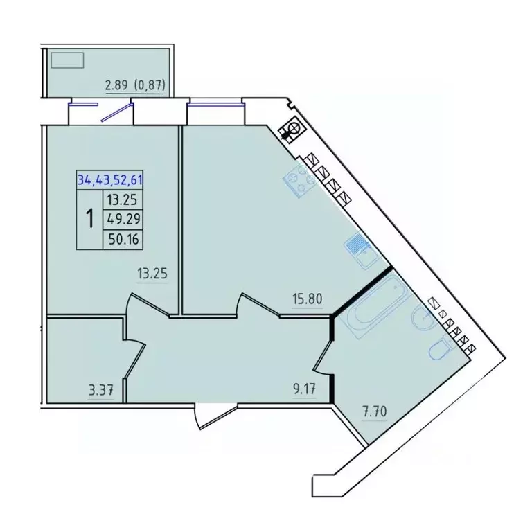 1-к кв. Костромская область, Кострома Калиновская ул., 5 (50.16 м) - Фото 0