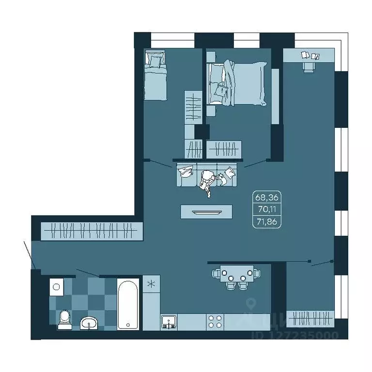 4-к кв. Приморский край, Владивосток ул. Борисенко (70.11 м) - Фото 0