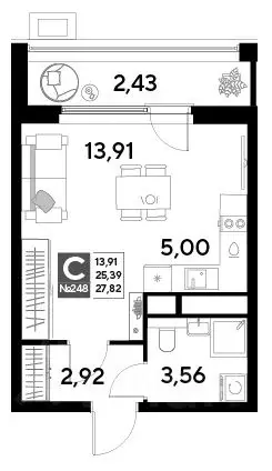 Студия Московская область, Реутов  (27.82 м) - Фото 0