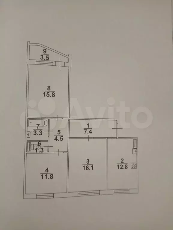 3-к. квартира, 73 м, 1/6 эт. - Фото 0
