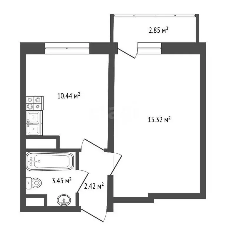 1-комнатная квартира: Санкт-Петербург, Ивинская улица, 17 (34 м) - Фото 1