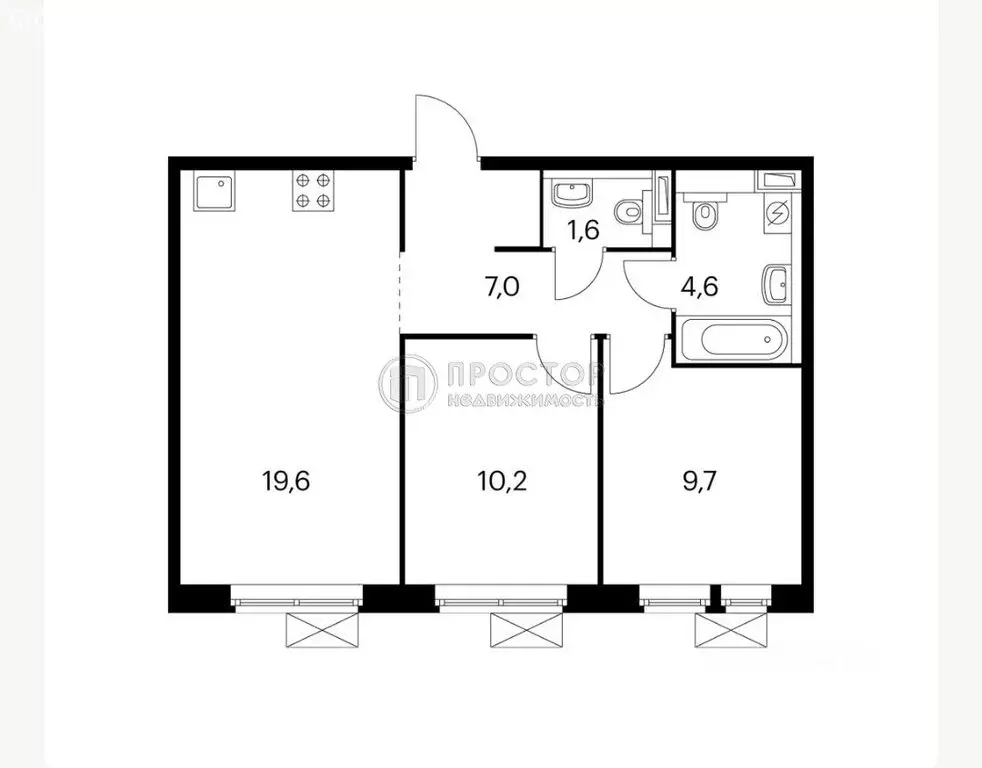 2-комнатная квартира: Балашиха, Реутовская улица, 26 (52.2 м) - Фото 1