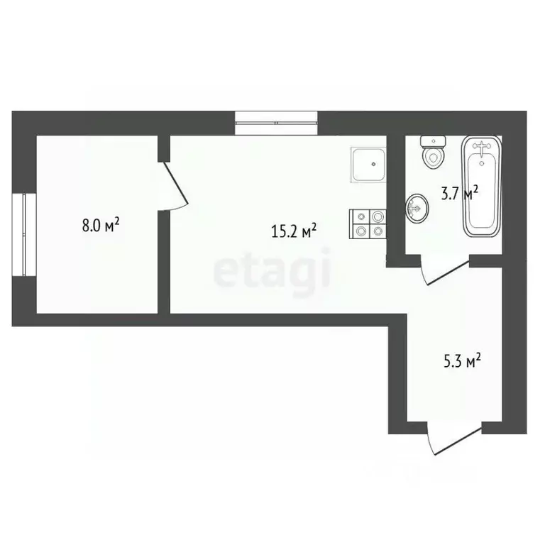 1-к кв. Тюменская область, Тюмень ул. Революции, 228к6 (32.0 м) - Фото 2