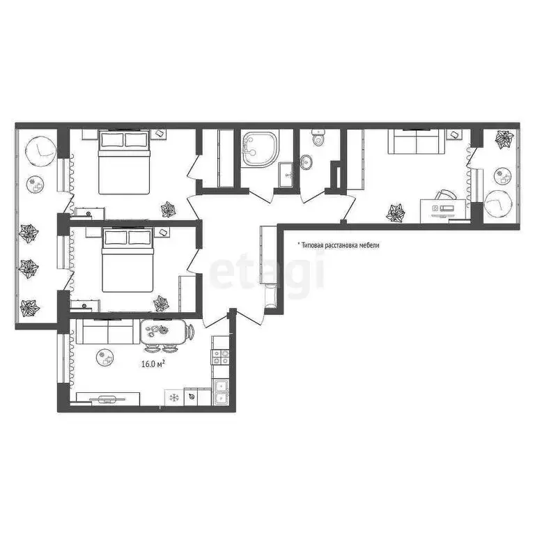 3-комнатная квартира: Тюмень, Кремлёвская улица, 112к4 (78 м) - Фото 1
