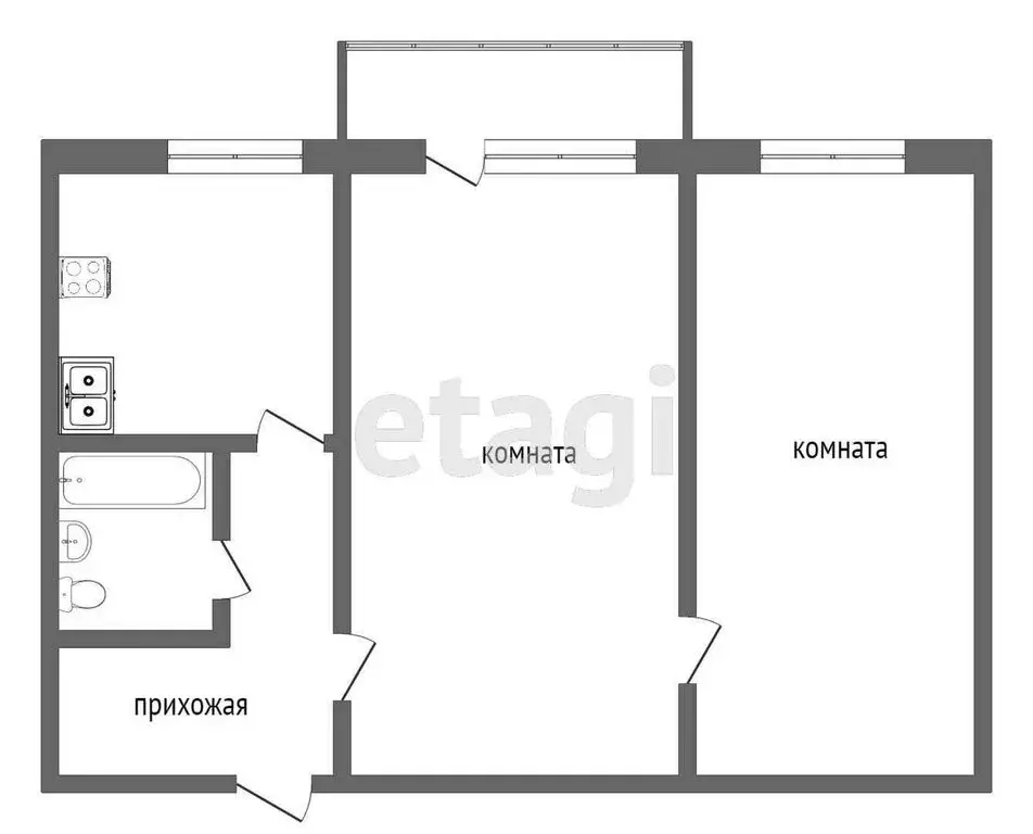 2-комнатная квартира: Омск, улица Серова, 4Б (43 м) - Фото 0