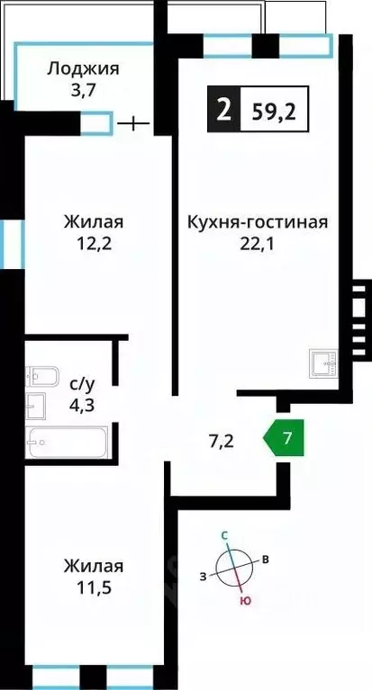 2-к кв. Московская область, Красногорск городской округ, д. Аристово ... - Фото 1