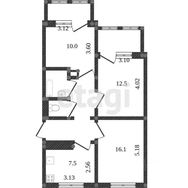 3-к кв. Белгородская область, Белгород ул. Королева, 10 (60.0 м) - Фото 1