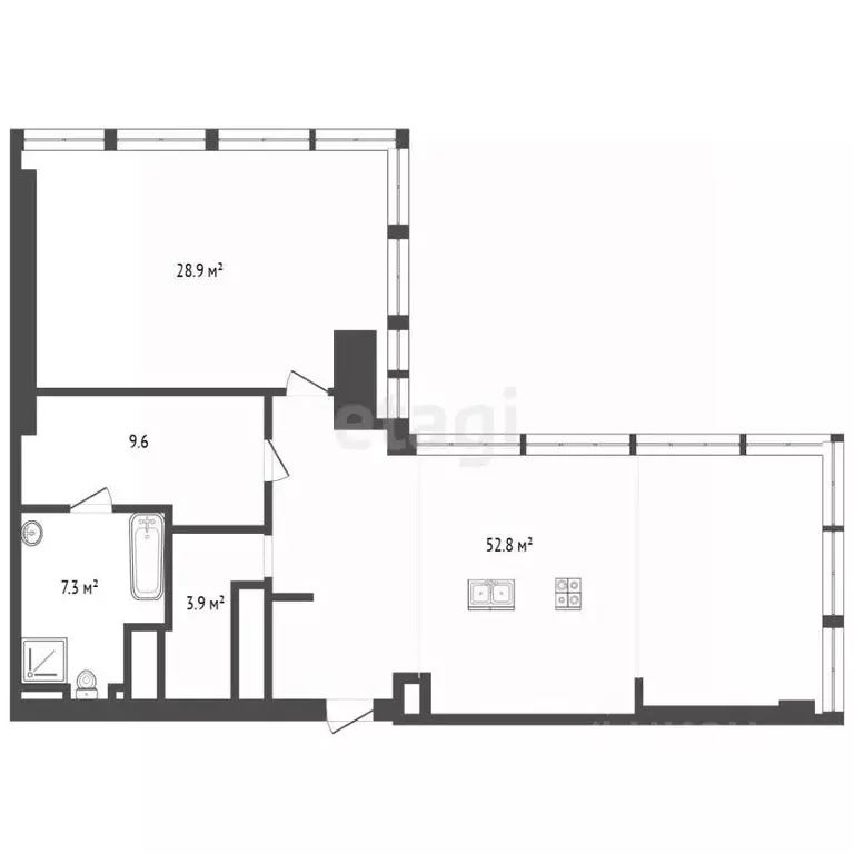 2-к кв. Москва 1-й Красногвардейский проезд, 22с2 (110.0 м) - Фото 2