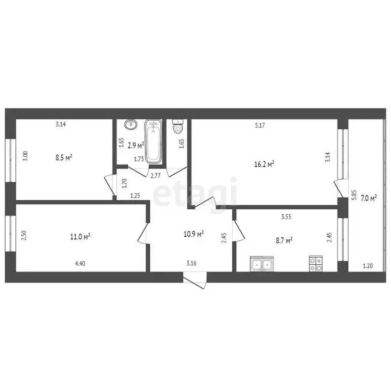 3-комнатная квартира: Навашино, улица Силикатный Посёлок, 8А (64 м) - Фото 0
