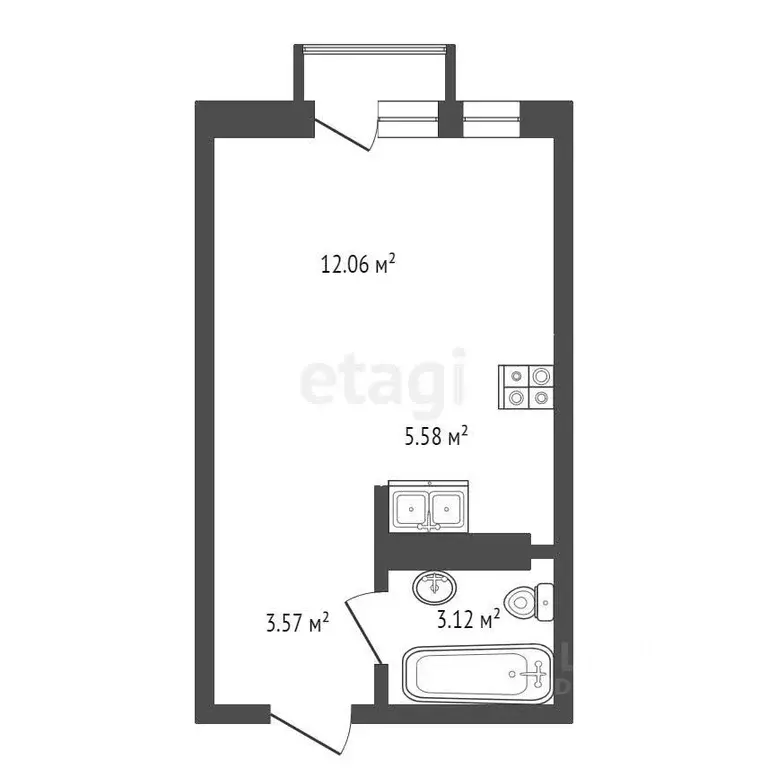 Студия Забайкальский край, Чита просп. Маршала Жукова, 8 (24.5 м) - Фото 1