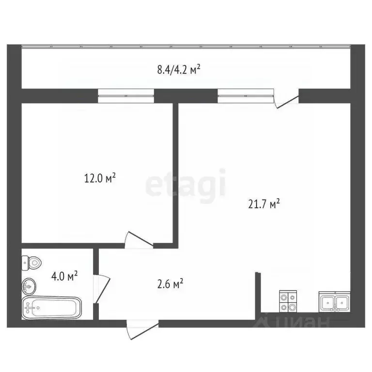 1-к кв. Вологодская область, Вологда Судоремонтная ул., 2Г (42.6 м) - Фото 2