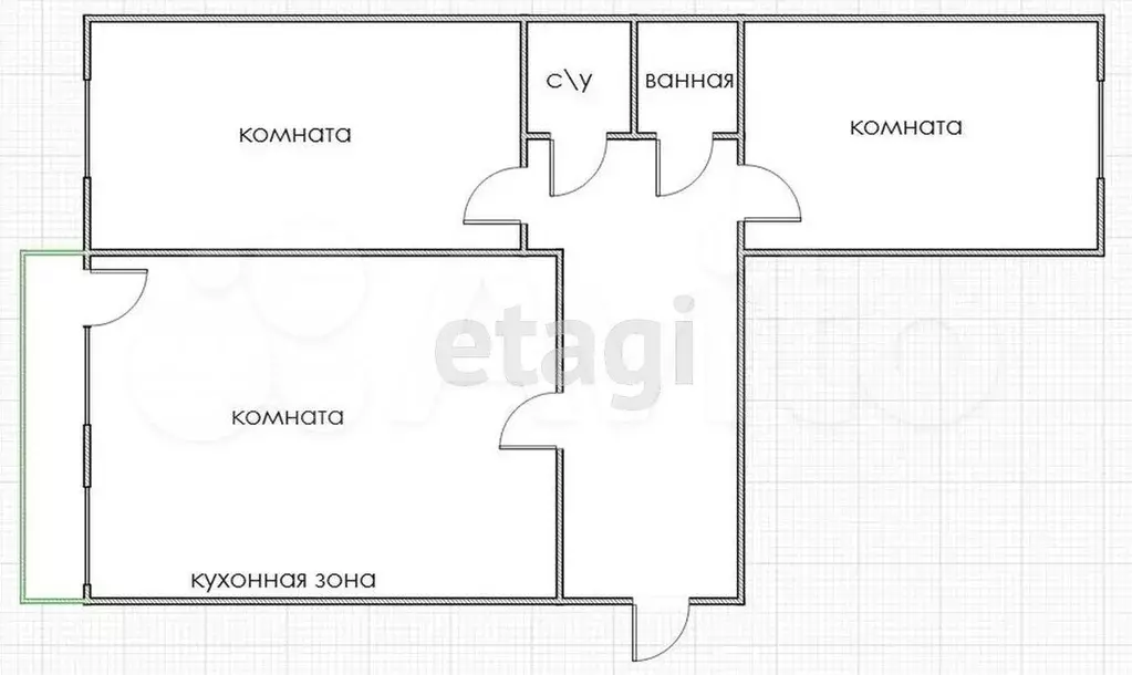 3-к. квартира, 70 м, 3/10 эт. - Фото 0