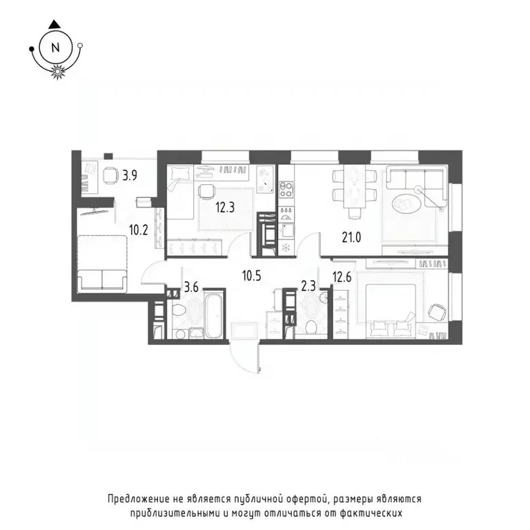 3-к кв. Омская область, Омск Зеленая река мкр, 7 (74.5 м) - Фото 0