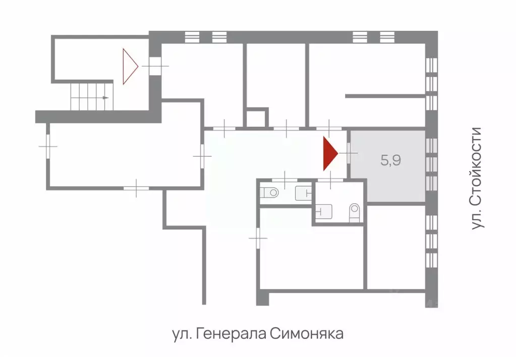 Офис в Санкт-Петербург ул. Генерала Симоняка, 10 (6 м) - Фото 1