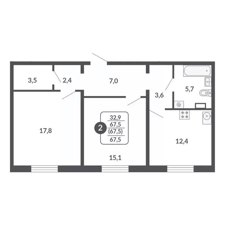 2-к кв. Кировская область, Киров  (67.5 м) - Фото 0