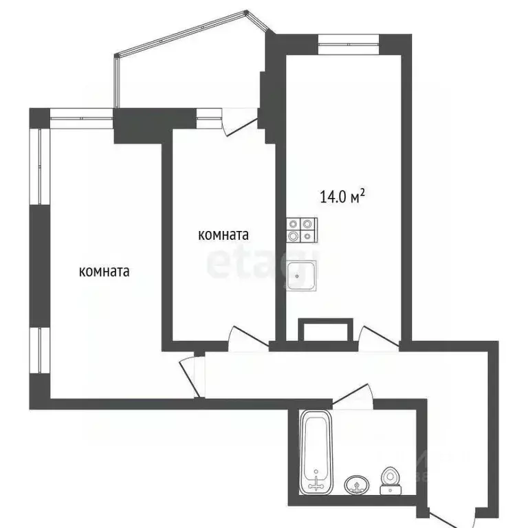 2-к кв. Ростовская область, Ростов-на-Дону ул. Ларина, 45с2 (55.0 м) - Фото 1