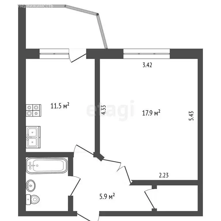 1-комнатная квартира: Ярославль, Московский проспект, 119к2 (41.7 м) - Фото 1