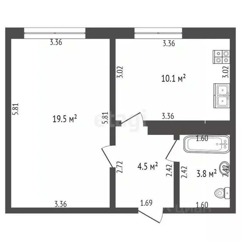 1-к кв. Краснодарский край, Новороссийск ул. Видова, 214 (37.8 м) - Фото 1