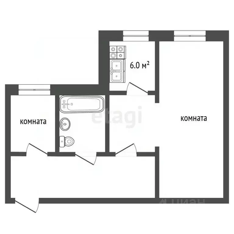 2-к кв. Московская область, Подольск ул. Кирова, 51а (42.9 м) - Фото 1