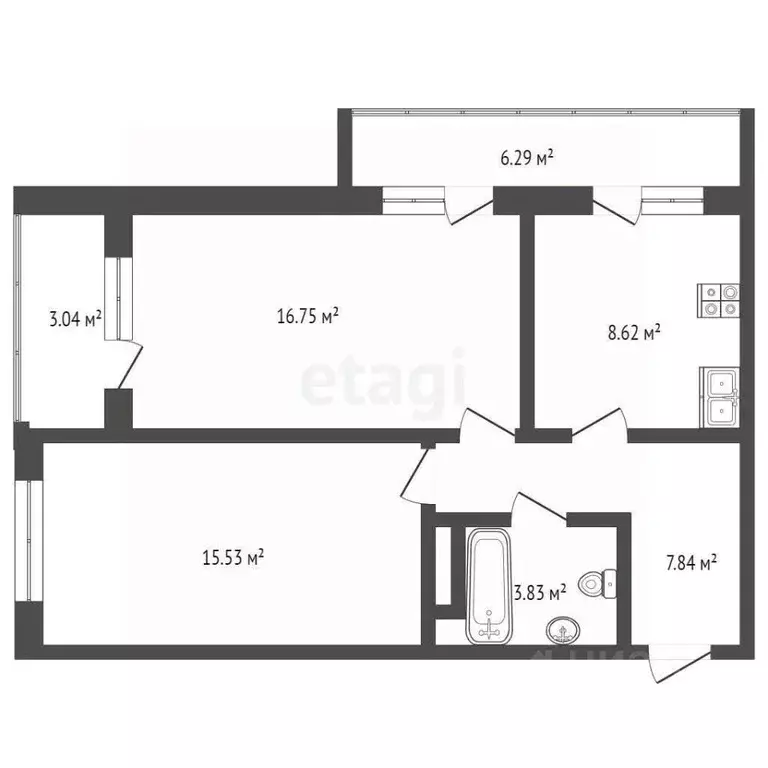 2-к кв. Севастополь ул. Военных Строителей, 12к11 (52.0 м) - Фото 0