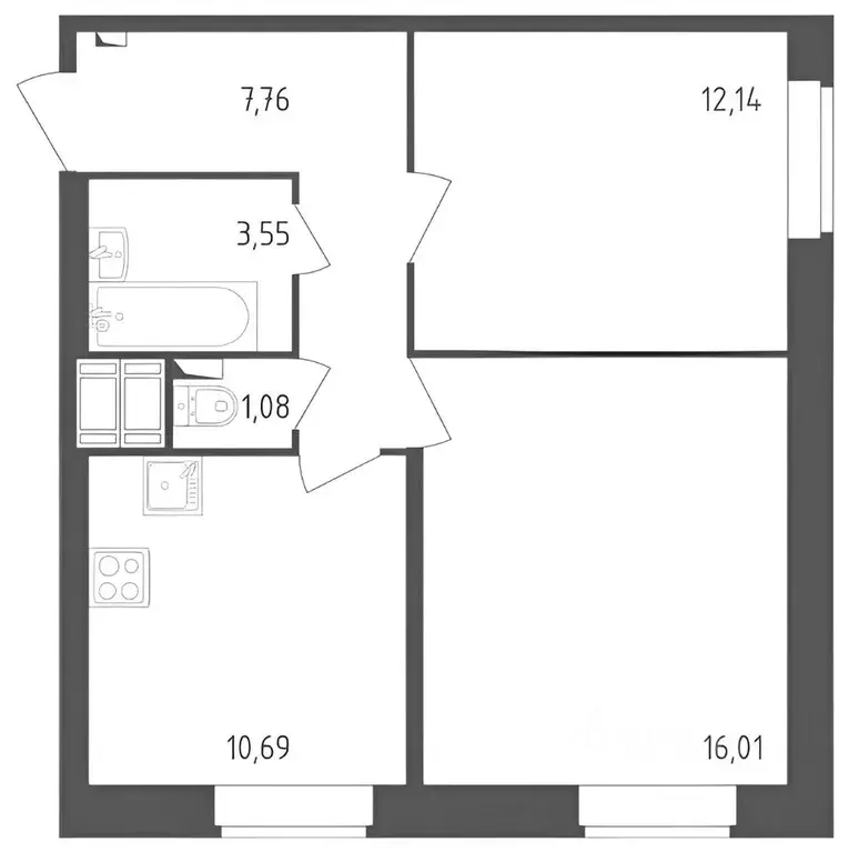 2-к кв. Санкт-Петербург пос. Песочный, Садовая ул., 83 (51.0 м) - Фото 2