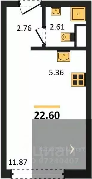Студия Воронежская область, Воронеж Цимлянская ул., 10Г (22.6 м) - Фото 0