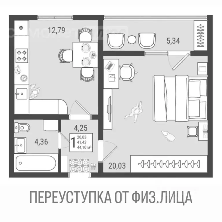 1-к кв. Самарская область, Тольятти Приморский бул., 58/2 (44.1 м) - Фото 1