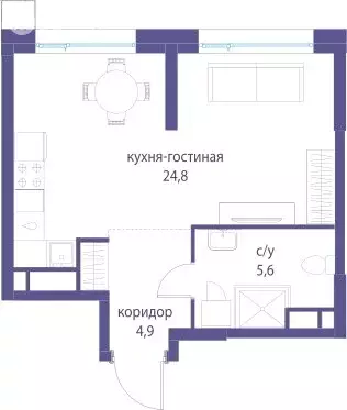 Квартира-студия: Москва, ЮВАО, район Лефортово, ЖК Символ (35.3 м) - Фото 1