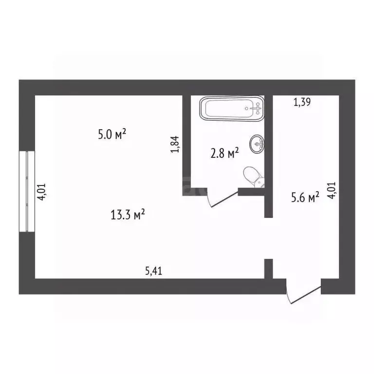 Студия Амурская область, Благовещенск ул. Шимановского, 68/5 (28.3 м) - Фото 2