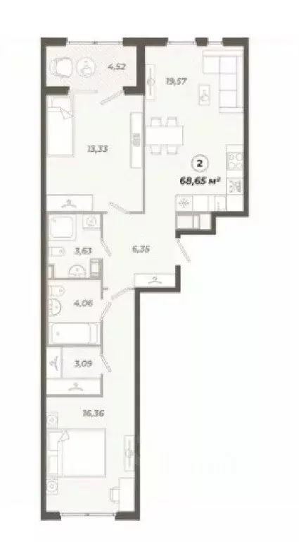 2-к кв. Санкт-Петербург ул. Коли Томчака, 21Д (68.65 м) - Фото 0