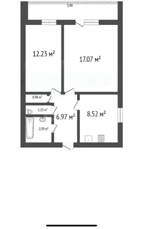 2-к кв. Ульяновская область, Ульяновск ул. Пушкарева, 72 (44.3 м) - Фото 1