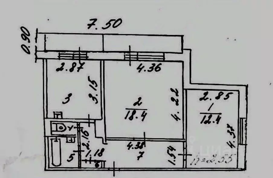 2-к кв. Кемеровская область, Новокузнецк Новобайдаевский мкр, просп. ... - Фото 2