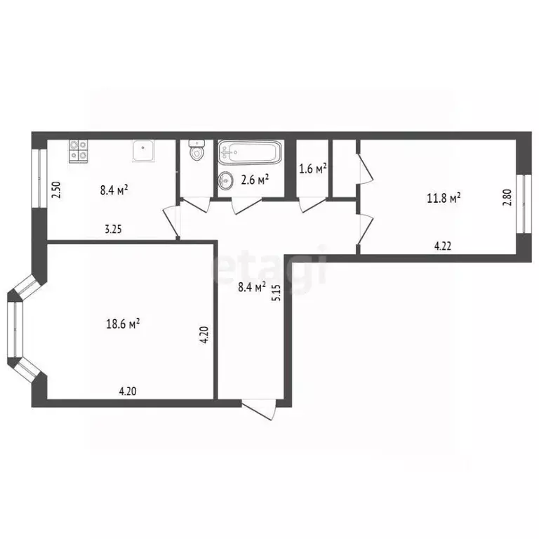 2-к кв. Ямало-Ненецкий АО, Новый Уренгой Юбилейный мкр, 5/2 (56.7 м) - Фото 0