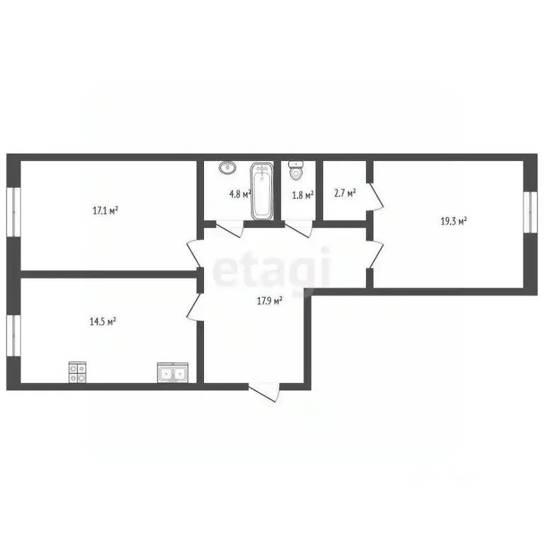 2-к кв. Оренбургская область, Оренбург ул. Сергея Лазо, 14 (73.4 м) - Фото 1
