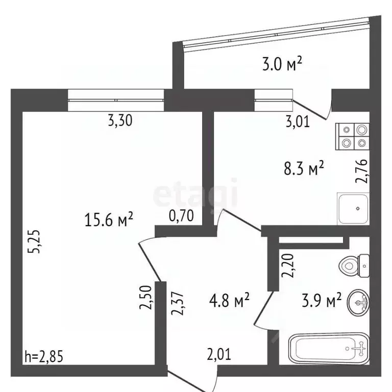 1-к кв. Кемеровская область, Анжеро-Судженск ул. Сосновая, 48 (32.6 м) - Фото 1