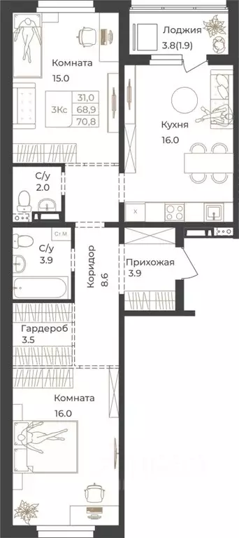 2-к кв. Алтай, Горно-Алтайск Социалистическая ул., 82 (70.8 м) - Фото 1