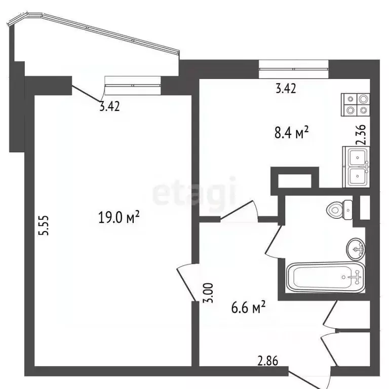 1-к кв. Москва Митинская ул., 52 (37.7 м) - Фото 1