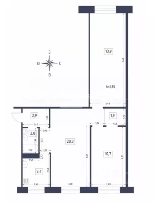 3-к кв. Татарстан, Казань ул. 40 лет Октября, 19 (57.9 м) - Фото 2